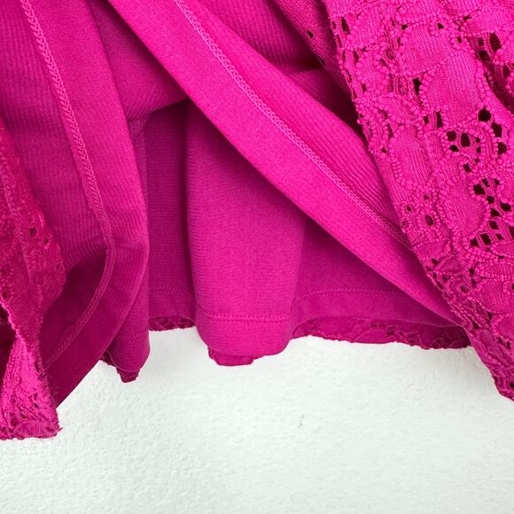 Chico's Womens Lace Top Blouse Size XXL Floral Long Sleeve Magneta Pink - Picture 3 of 7